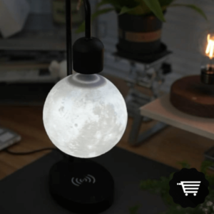 Levitating Moon Magnetic Levitation Lamp LED Night Lights for Bedrooms Decor with Wireless Charging Base Wood Novelty Items